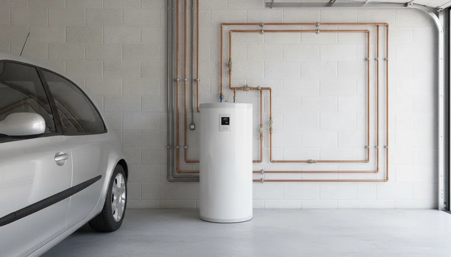 Chauffe-eau thermodynamique installé dans un garage à Chambly